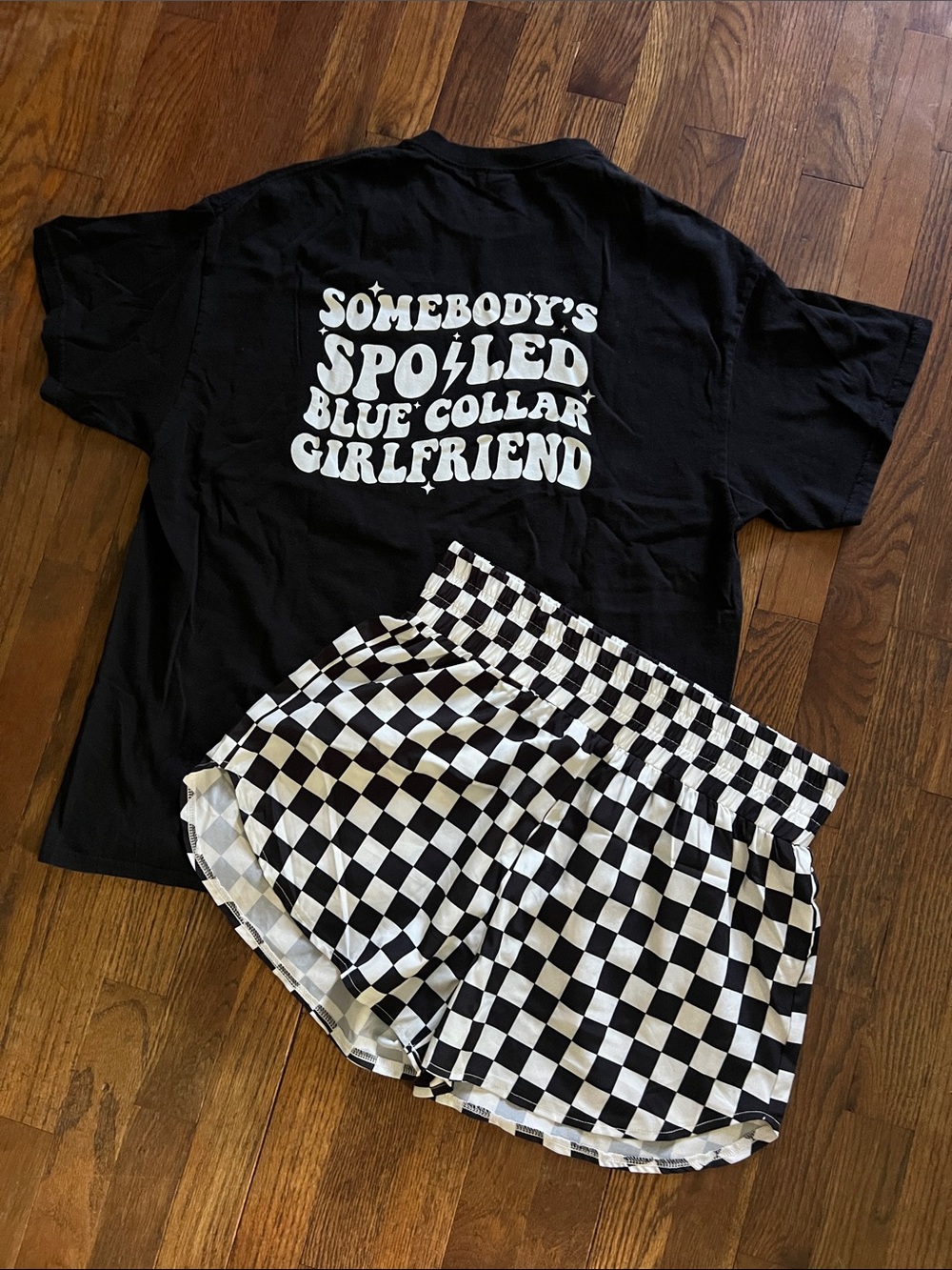 Tee & Checkerboard Shorts Set 🏁